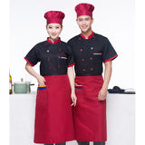 Maxbell Men Women Chef Uniform Double Breasted Cook Jacket Coat Short Sleeve L Black