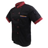 Maxbell Men Women Chef Uniform Double Breasted Cook Jacket Coat Short Sleeve L Black