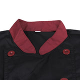 Maxbell Men Women Chef Uniform Double Breasted Cook Jacket Coat Short Sleeve L Black