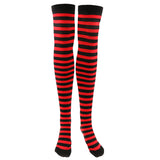 Maxbell Women Striped Stretch Above Knee Christmas Long Stockings Socks Red& Black