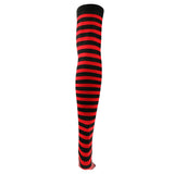 Maxbell Women Striped Stretch Above Knee Christmas Long Stockings Socks Red& Black