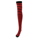 Maxbell Women Striped Stretch Above Knee Christmas Long Stockings Socks Red& Black