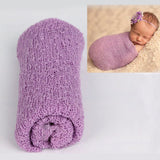 Maxbell Newborn Baby Boy Girl Photography Photo Props Stretch Knit Wrap Light Purple