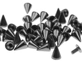 Maxbell 50 Sets black Punk Decorative Cone Spikes Screwback Studs DIY Craft Rivets