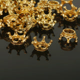 Maxbell 50Pcs Gold Plated Crown Shape Charms Loose Beads Jewelry Making Finding