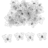 Maxbell 50Pcs Wired Mesh Stocking Butterflies 2*3.2cm White