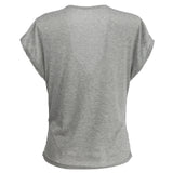 Maxbell Women Deep V Neck Blouse Short Sleeve Tops T-shirt Grey L
