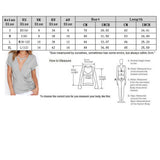 Maxbell Women Deep V Neck Blouse Short Sleeve Tops T-shirt Grey L