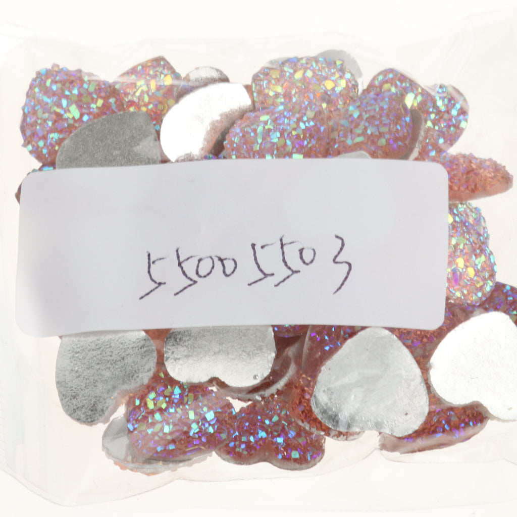 Maxbell 50PCS Pink Resin Rhinestone Heart Flatback Embellishments for Scrapbooking