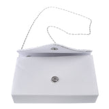 Maxbell Womens Satin Diamante Clutch Shouler Bag Evening Bridal Prom Handbag White