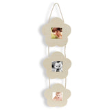 Maxbell Wood RUSTIC Flower Hanging White Base DIY Wooden Triple Photo Frame