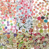 Maxbell 100pcs Mixed Color Drawing Round Wooden Buttons for Sewing DIY Craft 15mm