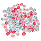 Maxbell 100pcs Mixed Color Drawing Round Wooden Buttons for Sewing DIY Craft 15mm