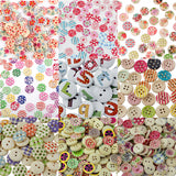 Maxbell 100pcs Mixed Color Drawing Round Wooden Buttons for Sewing DIY Craft 15mm