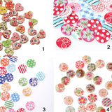 Maxbell 100pcs Mixed Color Drawing Round Wooden Buttons for Sewing DIY Craft 15mm