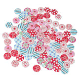 Maxbell 100pcs Mixed Color Drawing Round Wooden Buttons for Sewing DIY Craft 15mm