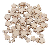 Maxbell 100pcs Mixed Size Wooden Flower Buttons Sewing Scrapbooking Decoration