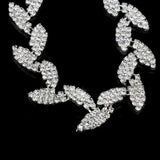 Maxbell 1Yard Leaf Shape Rhinestone Chain Sewing Trims Craft Dress Decor Silver