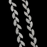 Maxbell 1Yard Leaf Shape Rhinestone Chain Sewing Trims Craft Dress Decor Silver