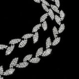 Maxbell 1Yard Leaf Shape Rhinestone Chain Sewing Trims Craft Dress Decor Silver