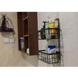 Maxbell Double Layer Iron Storage Rack Organizer Shelf for Kitchen Bathroom Black