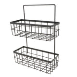 Maxbell Double Layer Iron Storage Rack Organizer Shelf for Kitchen Bathroom Black