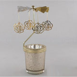 Maxbell Romantic Rotating Candle Holder Stand Spining Tealight Candlestick Rose