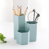 Maxbell Hexagon Pen Holder Pemcil Container Makeup Brush Holder Desktop Organizer Blue