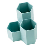 Maxbell Hexagon Pen Holder Pemcil Container Makeup Brush Holder Desktop Organizer Blue