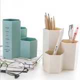 Maxbell Hexagon Pen Holder Pemcil Container Makeup Brush Holder Desktop Organizer Blue