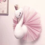 Maxbell Wall Mounted Stuffed Swan Wall Hanging Sculptures Home Decor Kids Toys Pink