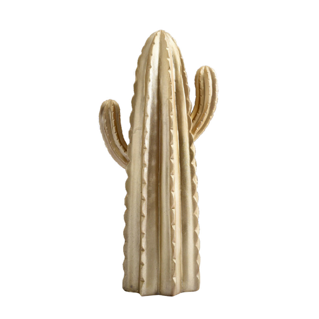 Maxbell Resin Cactus Decorative Ornament Cactus Furnishings Decoration Craft Gold_D