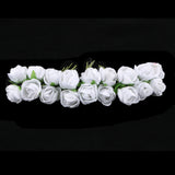 Maxbell 60x Wire Silk Camellia Flowers for Wedding Hair Clip Wreath DIY  White