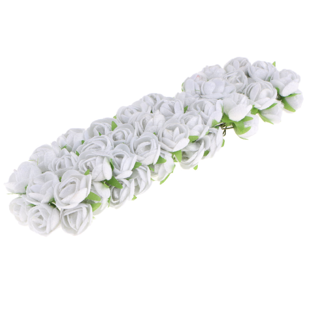 Maxbell 60x Wire Silk Camellia Flowers for Wedding Hair Clip Wreath DIY  White