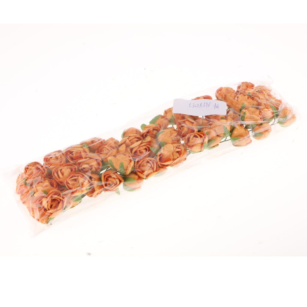 Maxbell 60x Wire Silk Camellia Flowers for Wedding Hair Clip Wreath DIY  Orange