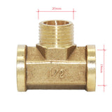 Maxbell 1/2'' Brass Pipe 3 Way Thread Fitting Coupler Connector DN15 #4 F-M-F