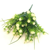 Maxbell Babysbreath Flowers Branch with Green Leaves Wedding Arrangement Decor White