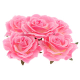 Maxbell 5pcs Artificial Silk Rose Flower Heads DIY Bouquet Wedding Decor Pink