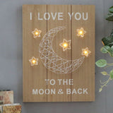 Maxbell LED Light Wooden Sign 3d Decorative Painting Plaque for Wall Decor Moon