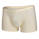 Maxbell Mens Silk Underwear Sexy Seamless Boxer Briefs Short Leg XXL Skin Color