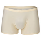 Maxbell Mens Silk Underwear Sexy Seamless Boxer Briefs Short Leg XXL Skin Color