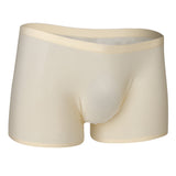 Maxbell Mens Silk Underwear Sexy Seamless Boxer Briefs Short Leg XXL Skin Color