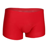 Maxbell Mens Silk Underwear Sexy Seamless Boxer Briefs Short Leg XL Red