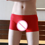 Maxbell Mens Silk Underwear Sexy Seamless Boxer Briefs Short Leg XL Red