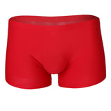 Maxbell Mens Silk Underwear Sexy Seamless Boxer Briefs Short Leg XL Red