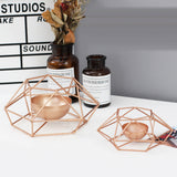 Maxbell 3D Geometric Candle Holder Iron Frame Taper Tealight Candle Candlestick 3#