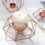 Maxbell 3D Geometric Candle Holder Iron Frame Taper Tealight Candle Candlestick 2#