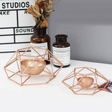 Maxbell 3D Geometric Candle Holder Iron Frame Taper Tealight Candle Candlestick 2#