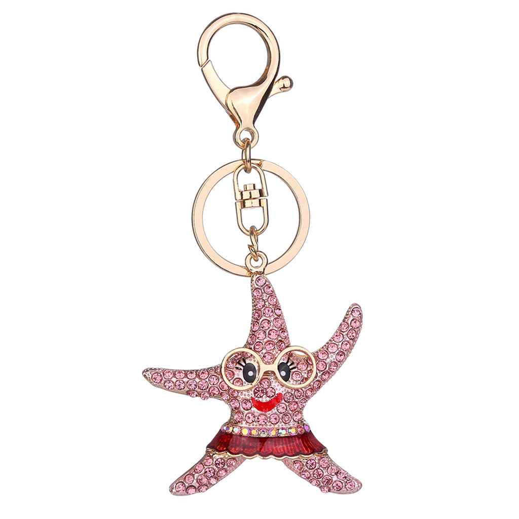 Maxbell Fashion Key Ring Chain Keychain Car Handbag Purse Keyring Gift Pink Starfish