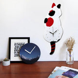 Maxbell 3D Tail Wagging Cat Dog Wall Clock Silence Clock Bedroom Home Decoration Spotted Cat